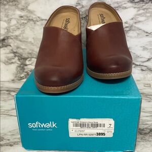 Sofftwalk Brown Leather Mules